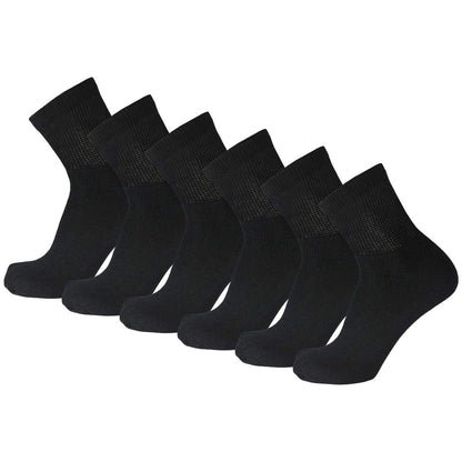 Big and Tall Diabetische Neuropathie Knöchelsocken, Herren King Size Athletic Quarter Socken (Größe: 13-16) (Schwarz, 6 Paar)