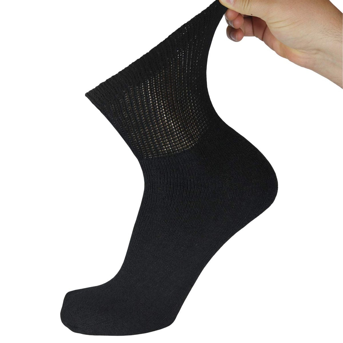 Big and Tall Diabetische Neuropathie Knöchelsocken, Herren King Size Athletic Quarter Socken (Größe: 13-16) (Schwarz, 6 Paar)