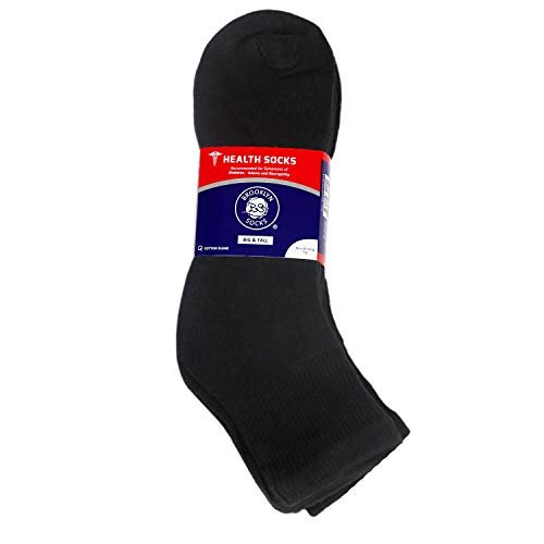 Big and Tall Diabetische Neuropathie Knöchelsocken, Herren King Size Athletic Quarter Socken (Größe: 13-16) (Schwarz, 6 Paar)