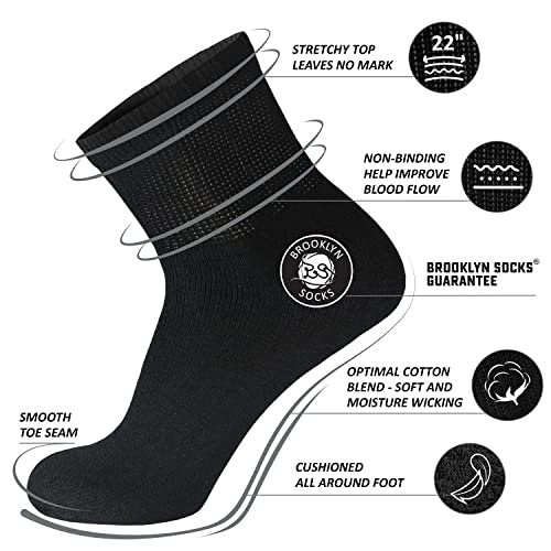 Big and Tall Diabetische Neuropathie Knöchelsocken, Herren King Size Athletic Quarter Socken (Größe: 13-16) (Schwarz, 6 Paar)