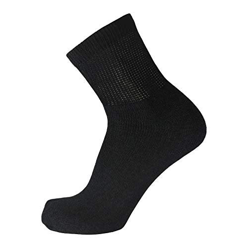 Big and Tall Diabetische Neuropathie Knöchelsocken, Herren King Size Athletic Quarter Socken (Größe: 13-16) (Schwarz, 6 Paar)