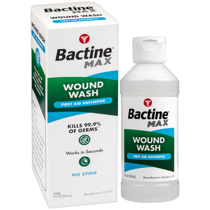 Bactine Max Erste Hilfe Wundspray, Antiseptikum gegen Keime bei kleinen Schnitten, Schürfwunden und Verbrennungen, ohne Brennen, 240 ml
