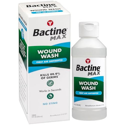 Bactine Max Erste Hilfe Wundspray, Antiseptikum gegen Keime bei kleinen Schnitten, Schürfwunden und Verbrennungen, ohne Brennen, 240 ml