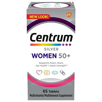 Centrum Silver Frauen 50+ Multivitamin – 65 Tabletten, mit Vitamin D3 & B-Vitaminen zur Unterstützung von Gedächtnis und Kognition