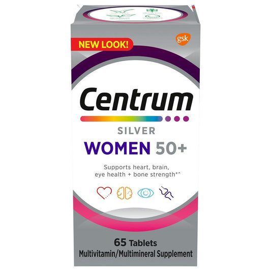 Centrum Silver Frauen 50+ Multivitamin – 65 Tabletten, mit Vitamin D3 & B-Vitaminen zur Unterstützung von Gedächtnis und Kognition