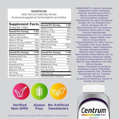 Centrum Silver Frauen 50+ Multivitamin – 100 Tabletten, Unterstützt Gedächtnis und Kognition