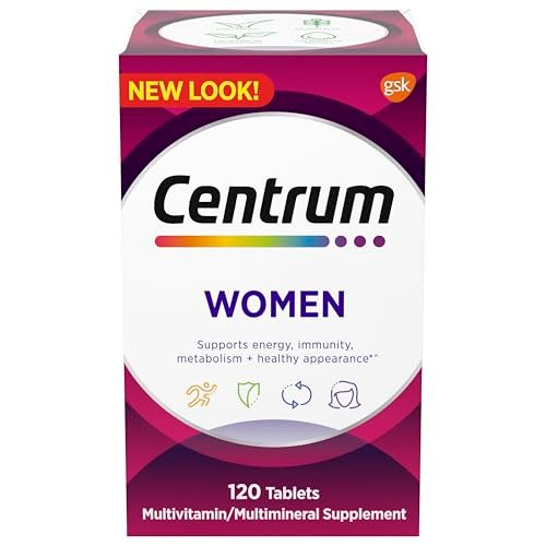 Centrum Multivitamin für Frauen – Multivitamin-/Multimineral-Ergänzung mit Eisen, Vitamin D3, B-Vitaminen und Antioxidantien (Vitamin C und E), glutenfrei, ohne Gentechnik – 120 Tabletten