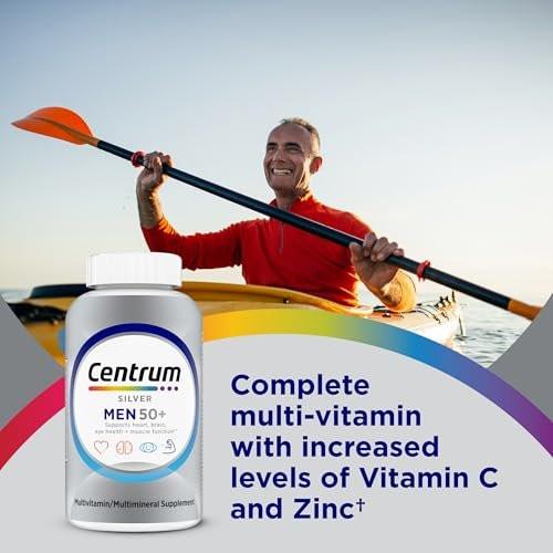 Centrum Silver Multivitamin für Männer 50+ – Nahrungsergänzungsmittel mit Vitamin D3, B-Vitaminen und Zink, glutenfrei, nicht gentechnisch verändert, unterstützt Gedächtnis und Kognition – 100 Tabletten