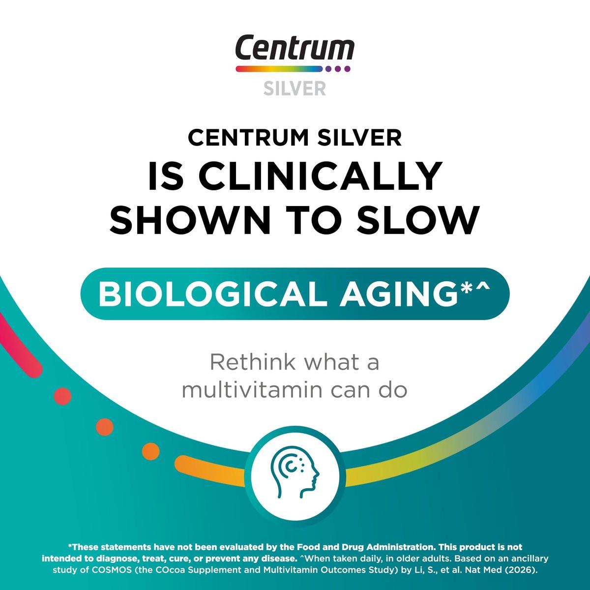 Centrum Silver Multivitamin für Männer 50+ – Nahrungsergänzungsmittel mit Vitamin D3, B-Vitaminen und Zink, glutenfrei, nicht gentechnisch verändert, unterstützt Gedächtnis und Kognition – 100 Tabletten