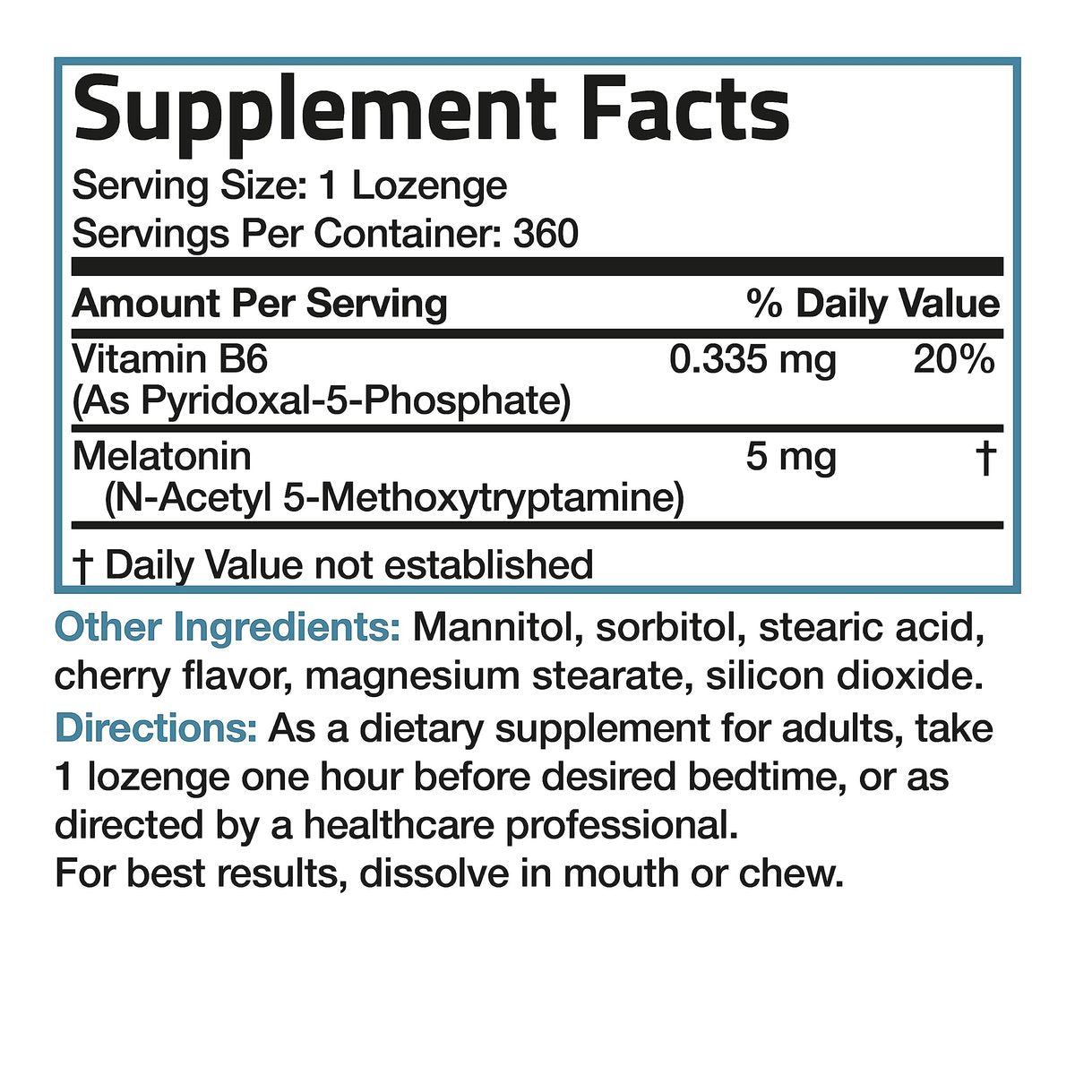 Bronson Melatonin 5mg Schnellschmelzende Kirschgeschmack-Tabletten mit Vitamin B6 - Nachtzeit-Schlafhilfe - Fördert Entspannung, 360 vegetarische Kautabletten