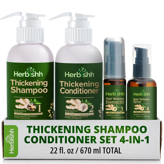 Herbishh Haarwuchs-Shampoo & Conditioner Set | Haar-Vitalisierer | Haarwuchs-Öl | Verhindert Haarausfall – Fördert gesundes Wachstum (4in1)