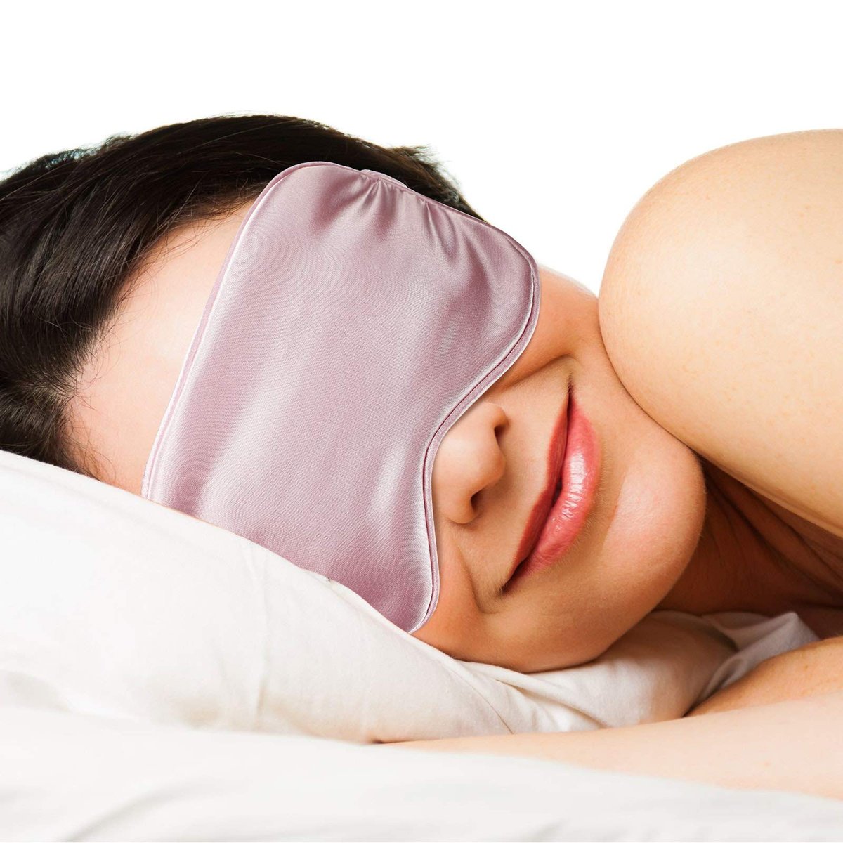 Seiden-Schlafmaske Set – 2 Schlafmasken mit elastischem Band, Inklusive 2 Ohrstöpsel und 2 Aufbewahrungstaschen für Frauen und Männer (Schwarz, Taro-Lila)