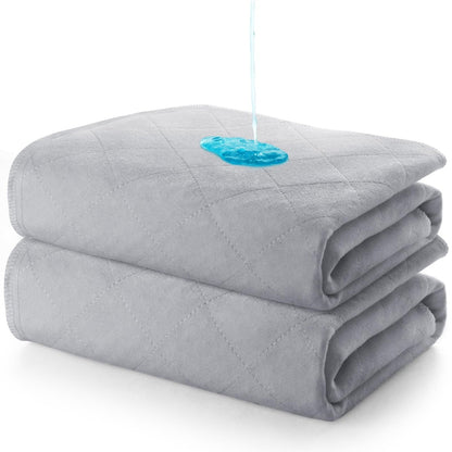 Moonsea Saugende Bettauflagen waschbar wasserdicht 2er-Pack für Inkontinenz, Große 34 x 36 Zoll saugfähige Unterlagen, wiederverwendbare Urinauflagen für Kinder, Erwachsene, Haustiere, Grau