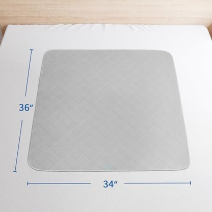 Moonsea Saugende Bettauflagen waschbar wasserdicht 2er-Pack für Inkontinenz, Große 34 x 36 Zoll saugfähige Unterlagen, wiederverwendbare Urinauflagen für Kinder, Erwachsene, Haustiere, Grau