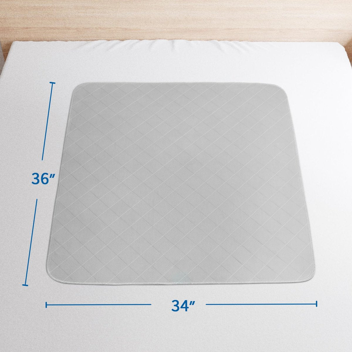 Moonsea Saugende Bettauflagen waschbar wasserdicht 2er-Pack für Inkontinenz, Große 34 x 36 Zoll saugfähige Unterlagen, wiederverwendbare Urinauflagen für Kinder, Erwachsene, Haustiere, Grau