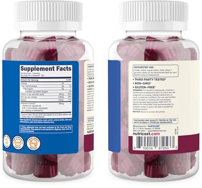 Nutricost Kids Holunderbeeren Gummibärchen (50 mg) mit Zink & Vitamin C, 120 Gummibärchen – Glutenfrei, ohne Maissirup