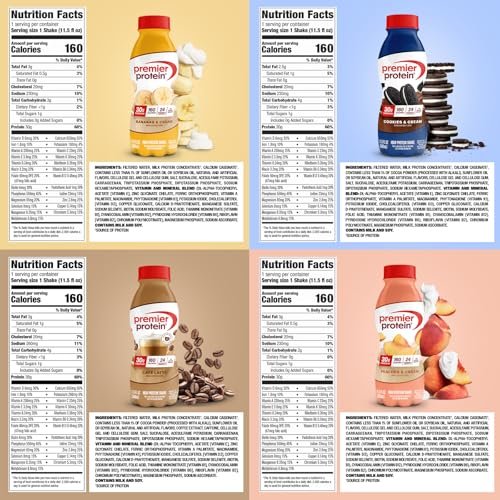 Premier Protein Shake 8er Pack Variety Pack – 30g Protein, Kein Zuckerzusatz, 24 Vitamine & Mineralstoffe, 11,5 fl oz (340 ml)