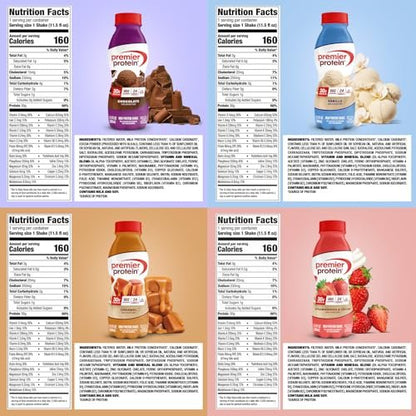 Premier Protein Shake 8er Pack Variety Pack – 30g Protein, Kein Zuckerzusatz, 24 Vitamine & Mineralstoffe, 11,5 fl oz (340 ml)