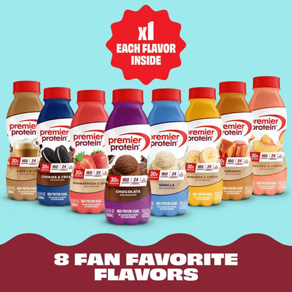 Premier Protein Shake 8er Pack Variety Pack – 30g Protein, Kein Zuckerzusatz, 24 Vitamine & Mineralstoffe, 11,5 fl oz (340 ml)