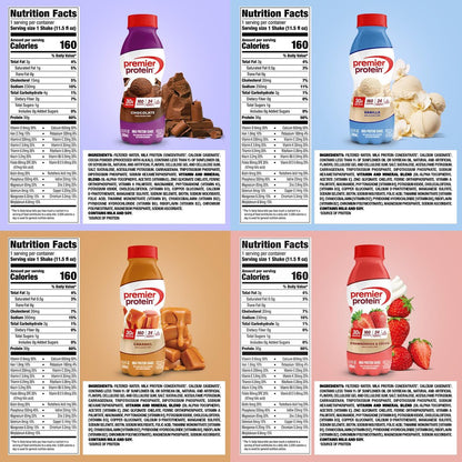 Premier Protein Shake 8er Pack Variety Pack – 30g Protein, Kein Zuckerzusatz, 24 Vitamine & Mineralstoffe, 11,5 fl oz (340 ml)