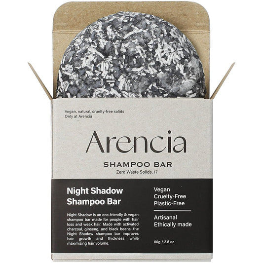 ARENCIA Night Shadow Biotin Shampoo Bar für Haarwachstum & Haarausfall, Nachdunkelung, graues Haar | Stärkend & Volumenverleihend | Normales bis fettiges Haar | Vegan, natürlich, pH-ausgeglichen, sulfatfrei
