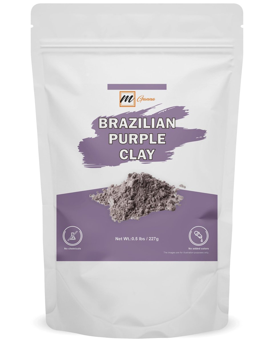 mGanna 100% Natürliches Brasilianisches Lila Tonerde-Pulver, 0,5 Pfund / 227 g | für Gesichtsmasken, Cremes und Seifen sowie andere kosmetische Formulierungen