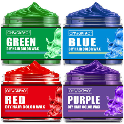 4 Farben Temporäre Haarfarbe für Kinder, Geschenke für Teenager, Mädchen, Jungen, Temporäre Haarfärbung, Haarspray Grün Rot Blau Lila Haarfarbe, Haarwachs Farbe, Sofortfarbe für Halloween Party
