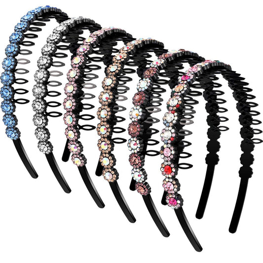 Hoteam 6-teiliges Haarband mit Zähnen für Frauen, rutschfestes Perlen-Stirnband für Damen und Mädchen, Kristall-Haarbänder, Haaraccessoires (Chic Flower Style)