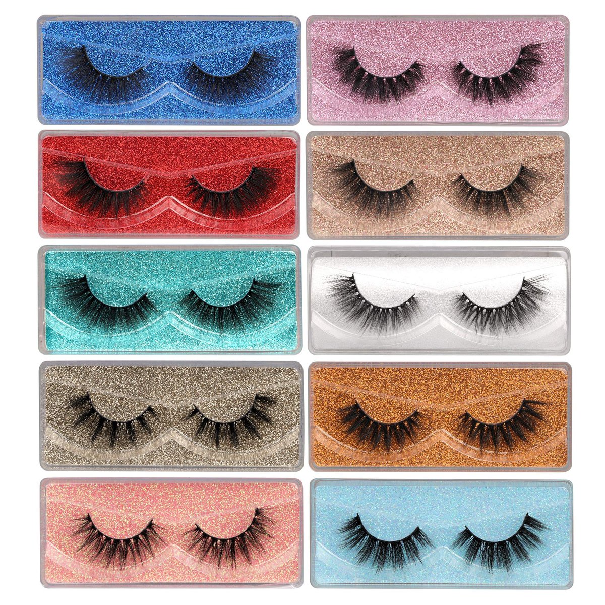 Falsche Wimpern Wispy 18 mm Natürliche 3D Kunstmink Wimpern Set 10 Paar 10 Styles Gemischt Weiche Wiederverwendbare Fake Lashes Bulk mit Glitzer