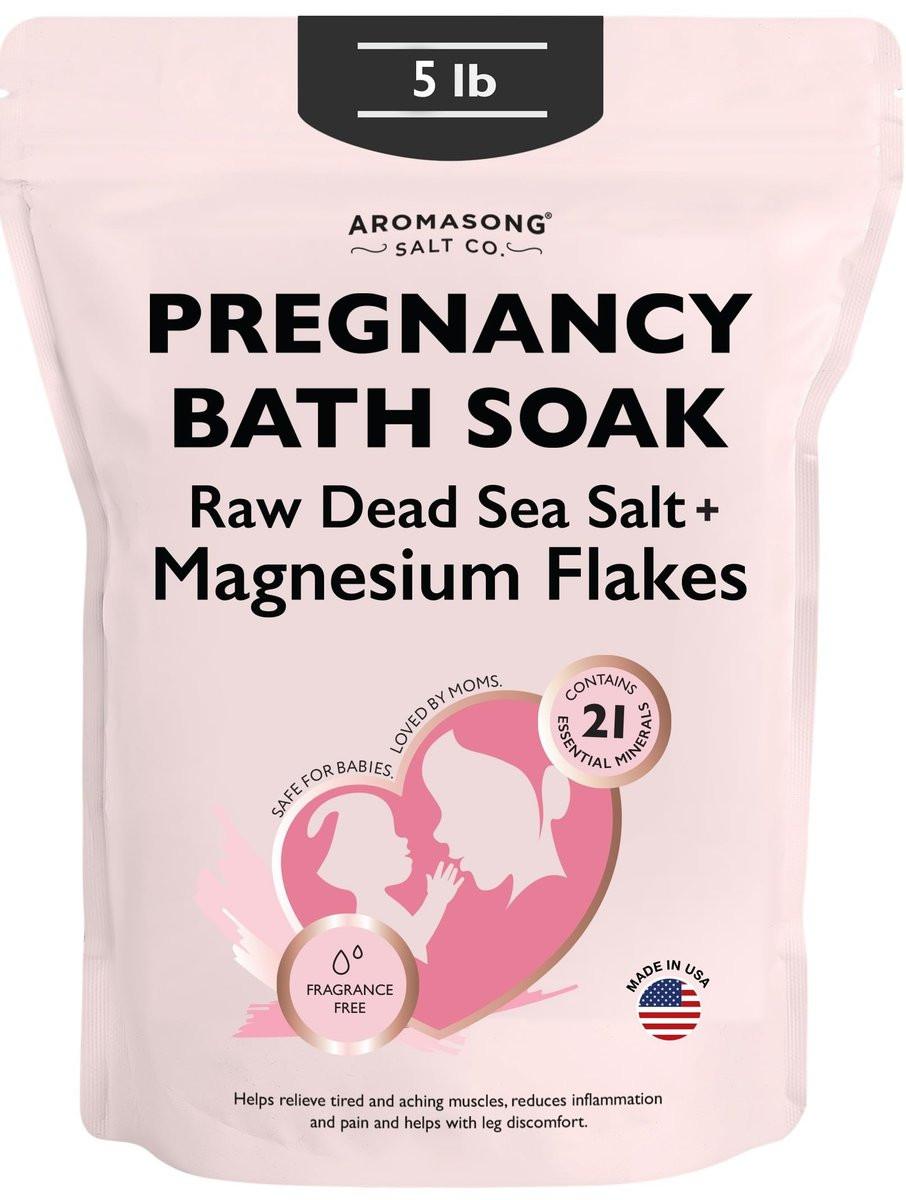 Aromasong Totes Meer Schwangerschafts-Bad Soak 2,3 kg – Duftfreie reine Magnesiumflocken & Mineralien – Schwangerschaft & postpartale Muskel- & Beinbeschwerden – Bessere Absorption als Bittersalz