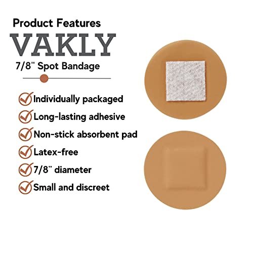Vakly Spot-Pflaster rund 2,2 cm (200 Stück) – sterile, transparente Kunststoff-Wundpflaster mit saugfähiger Wundauflage für kleine Schnitte, Pickel, Impfungen und Blasen