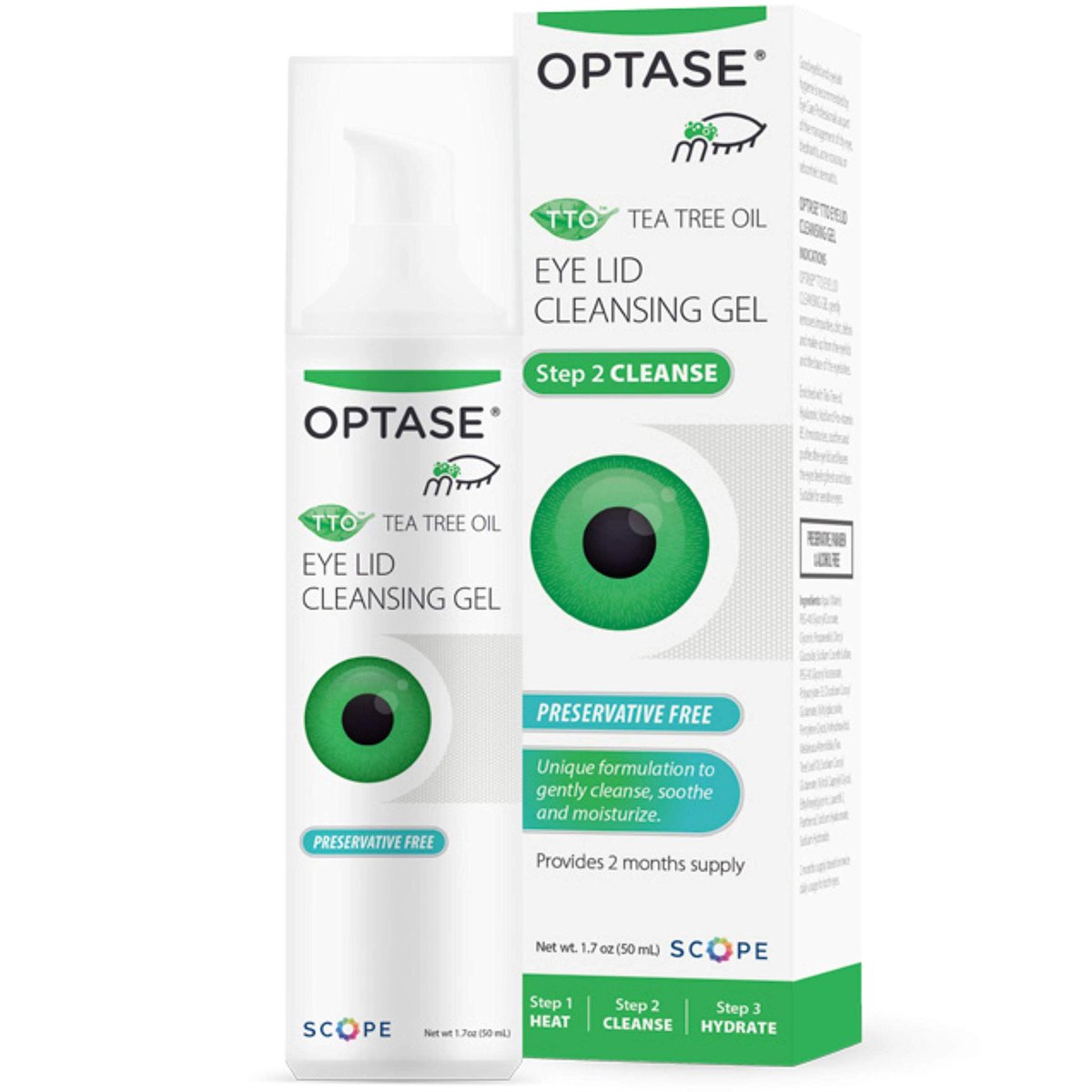 OPTASE TTO Augenlid-Reinigungsgel mit Teebaumöl, 50 ml – Sanfte tägliche Lid- und Wimpernreinigung mit Hyaluronsäure – Konservierungsmittelfrei, Alkoholfrei – Von Augenärzten empfohlen