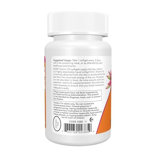 NOW Foods Vitamin D-3 10.000 IE Weichkapseln, 240 Stück
