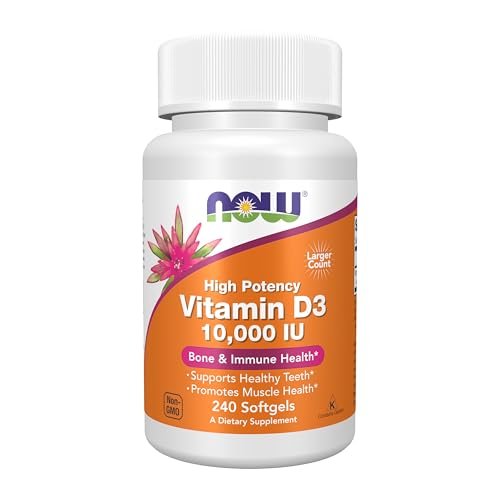 NOW Foods Vitamin D-3 10.000 IE Weichkapseln, 240 Stück