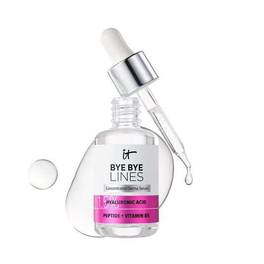 IT Cosmetics Bye Bye Lines Hyaluronsäure Serum für das Gesicht - Feuchtigkeitsspendendes Anti-Aging-Gesichtsserum mit Peptid & Vitamin B5, polstert die Haut sichtbar auf, glättet das Erscheinungsbild feiner Linien, für alle Hauttypen - 30 ml