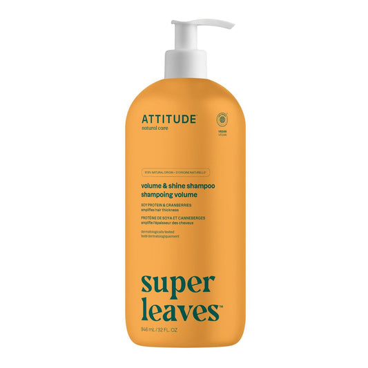 ATTITUDE Volumen & Glanz Shampoo für feines Haar, EWG-zertifiziert, mit natürlichen Inhaltsstoffen, vegan, Sojaprotein und Cranberries, 946 ml