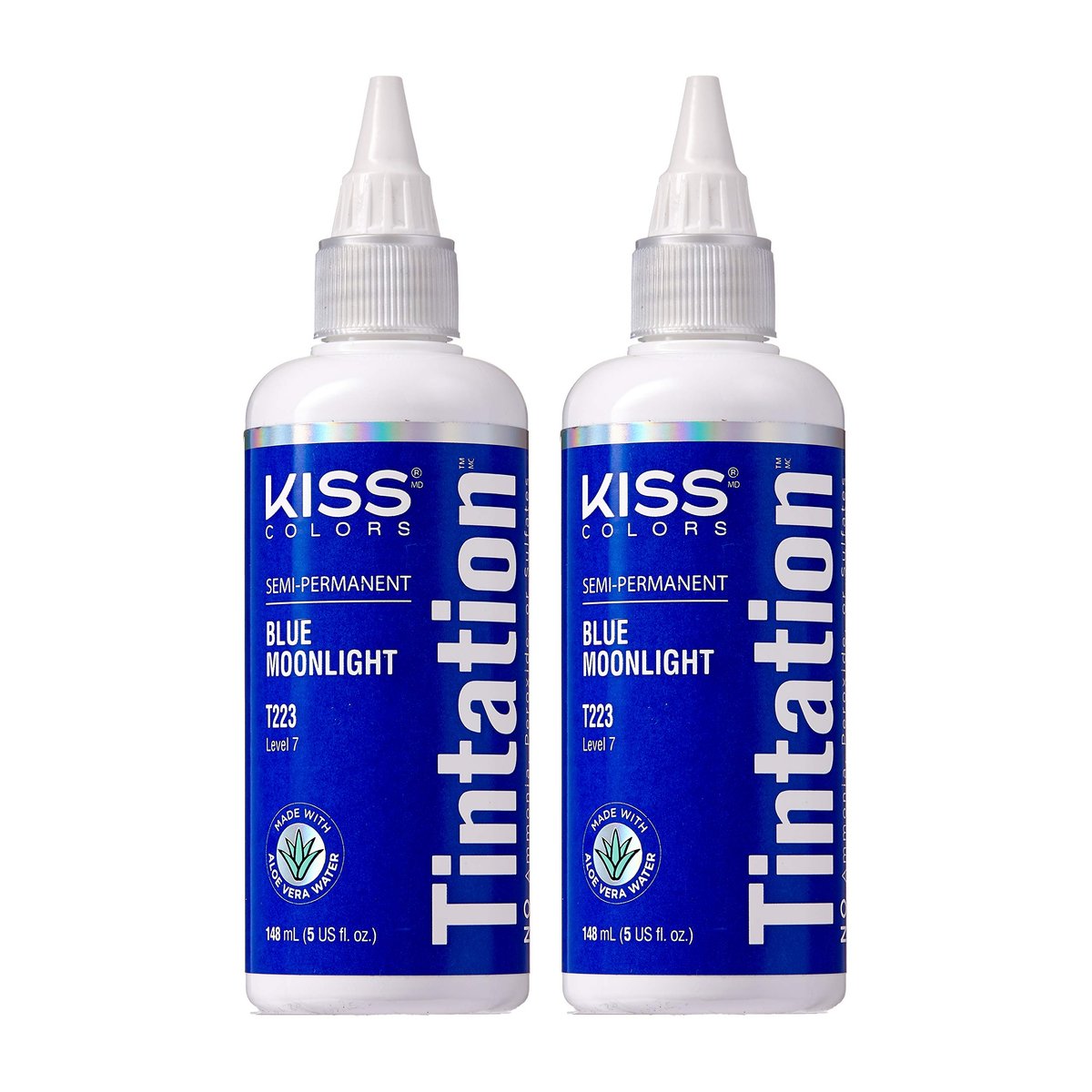 Red by Kiss Tintation Semi-Permanente Haarfarbe - Aloe Vera Wasserbasis, Arganöl, Olivenöl, Kollagen & Keratin - Lang anhaltende Farbtönung (Blue Moonlight, 2er-Pack, 5 Fl Oz)