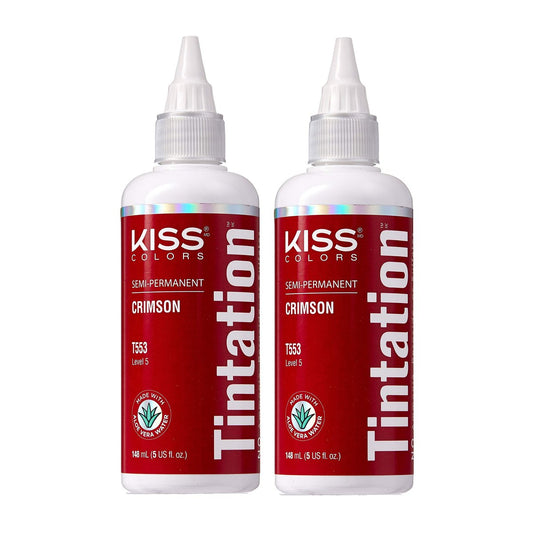 Red by Kiss Tintation Semi-Permanente Haarfarbe – Aloe Vera Wasserbasis, Arganöl, Olivenöl, Kollagen & Keratin – Lang anhaltende Farbtönung (Crimson, 2er-Pack, 2x 148 ml)