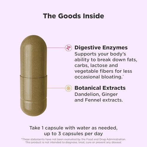 OLLY Beat The Bloat Kapseln – Verdauungsenzyme für Frauen, 25 Stück