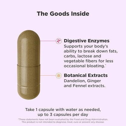OLLY Beat The Bloat Kapseln – Verdauungsenzyme für Frauen, 25 Stück