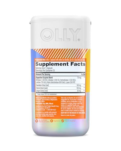OLLY Beat The Bloat Kapseln – Verdauungsenzyme für Frauen, 25 Stück