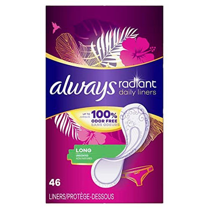 Always Radiant Daily Liners Long, 46 Stück – Täglicher Schutz und Frische
