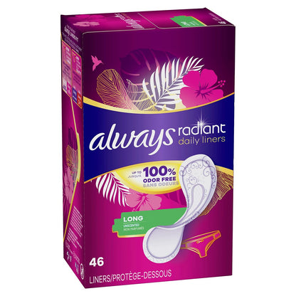 Always Radiant Daily Liners Long, 46 Stück – Täglicher Schutz und Frische