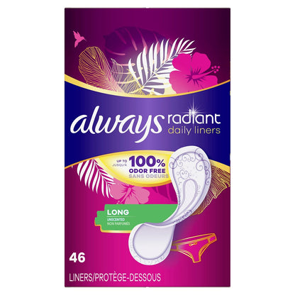 Always Radiant Daily Liners Long, 46 Stück – Täglicher Schutz und Frische