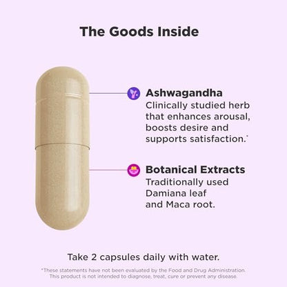 OLLY Lovin‘ Libido Kapseln – Steigere das Verlangen mit Ashwagandha, Maca & Damiana – Veganes Nahrungsergänzungsmittel für Frauen – 20-Tage-Vorrat – 40 Kapseln