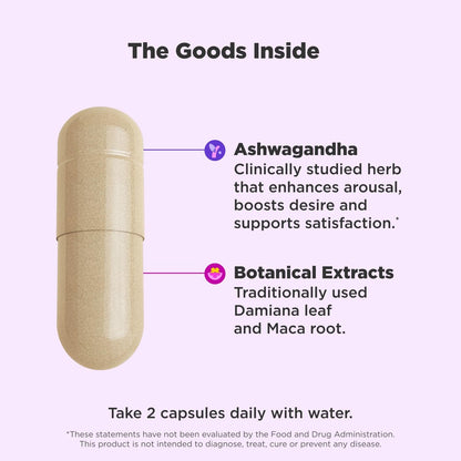 OLLY Lovin‘ Libido Kapseln – Steigere das Verlangen mit Ashwagandha, Maca & Damiana – Veganes Nahrungsergänzungsmittel für Frauen – 20-Tage-Vorrat – 40 Kapseln