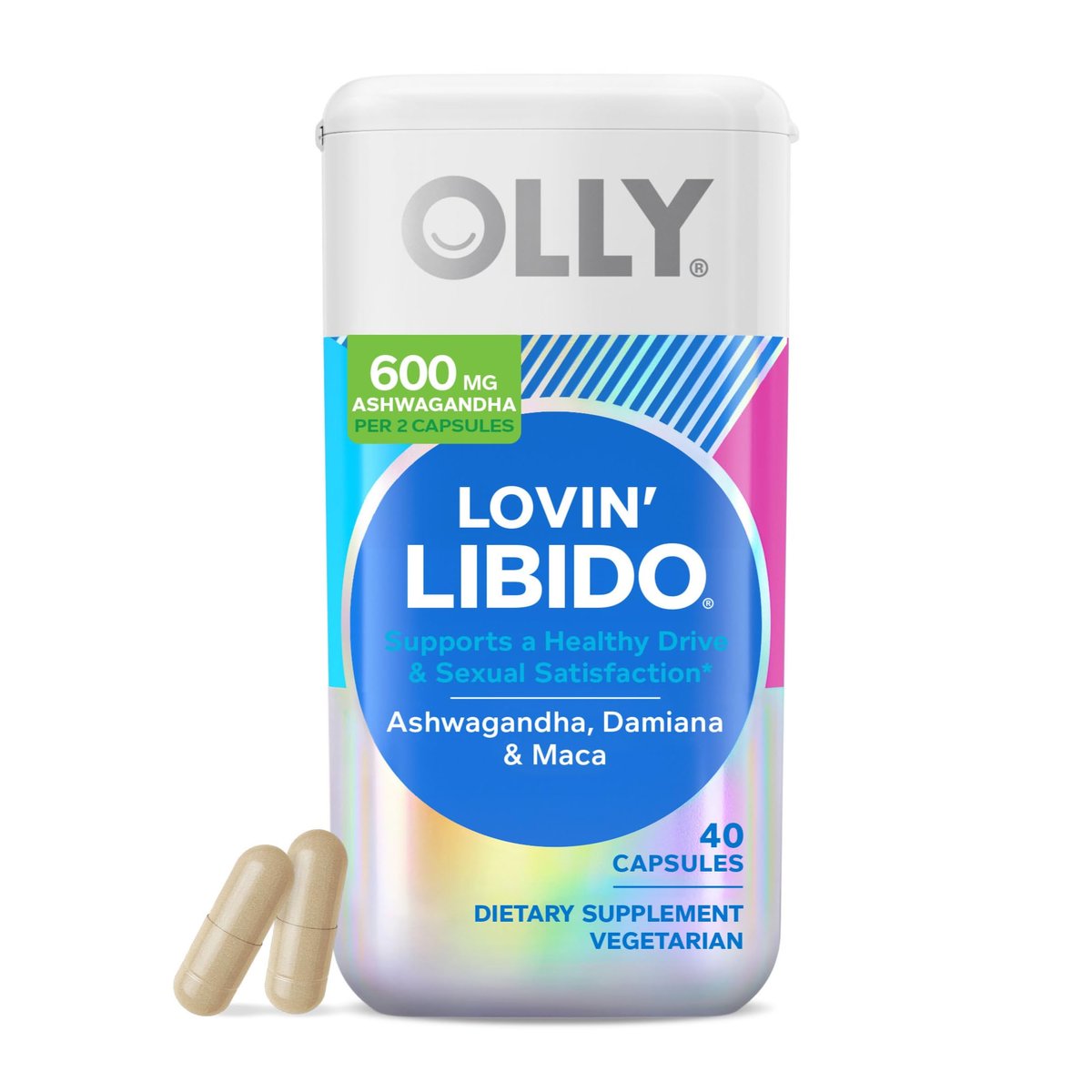 OLLY Lovin‘ Libido Kapseln – Steigere das Verlangen mit Ashwagandha, Maca & Damiana – Veganes Nahrungsergänzungsmittel für Frauen – 20-Tage-Vorrat – 40 Kapseln