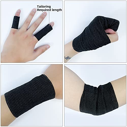 8er-Pack 4" x 5 Yards Selbstklebende Kohäsive Bandage, Schwarz – Selbsthaftende Non-Woven Wickelrollen, Sporttape für Handgelenk, Knöchel, Hand, Bein, Premium-Medizinisches Stretchband