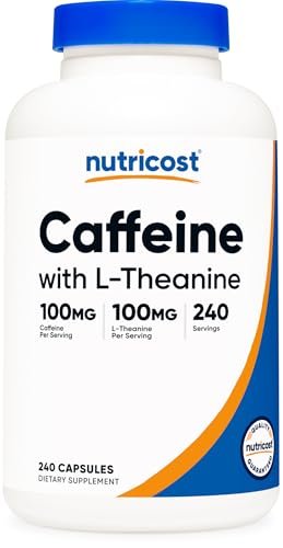Nutricost Koffein mit L-Theanin, 100mg pro Kapsel, 240 Kapseln, 240 Portionen - Non-GMO und Glutenfrei