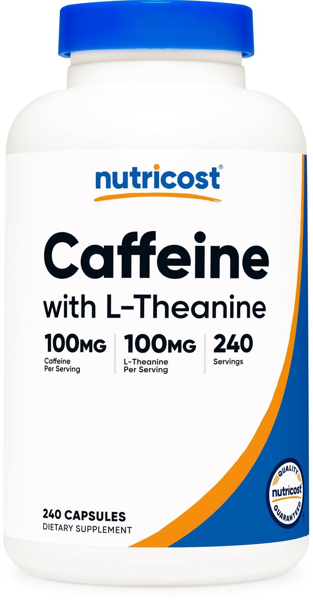 Nutricost Koffein mit L-Theanin, 100mg pro Kapsel, 240 Kapseln, 240 Portionen - Non-GMO und Glutenfrei